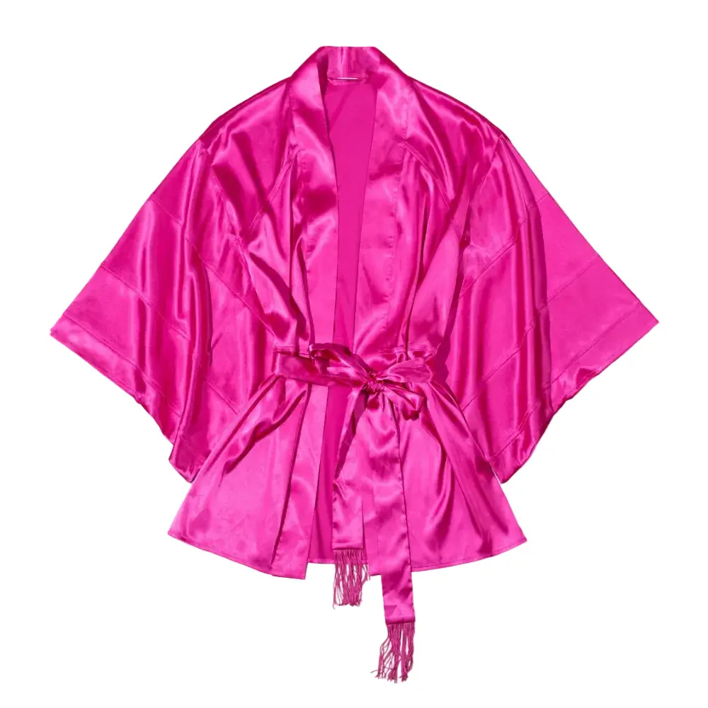 Satin Kimono Robe - Magenta