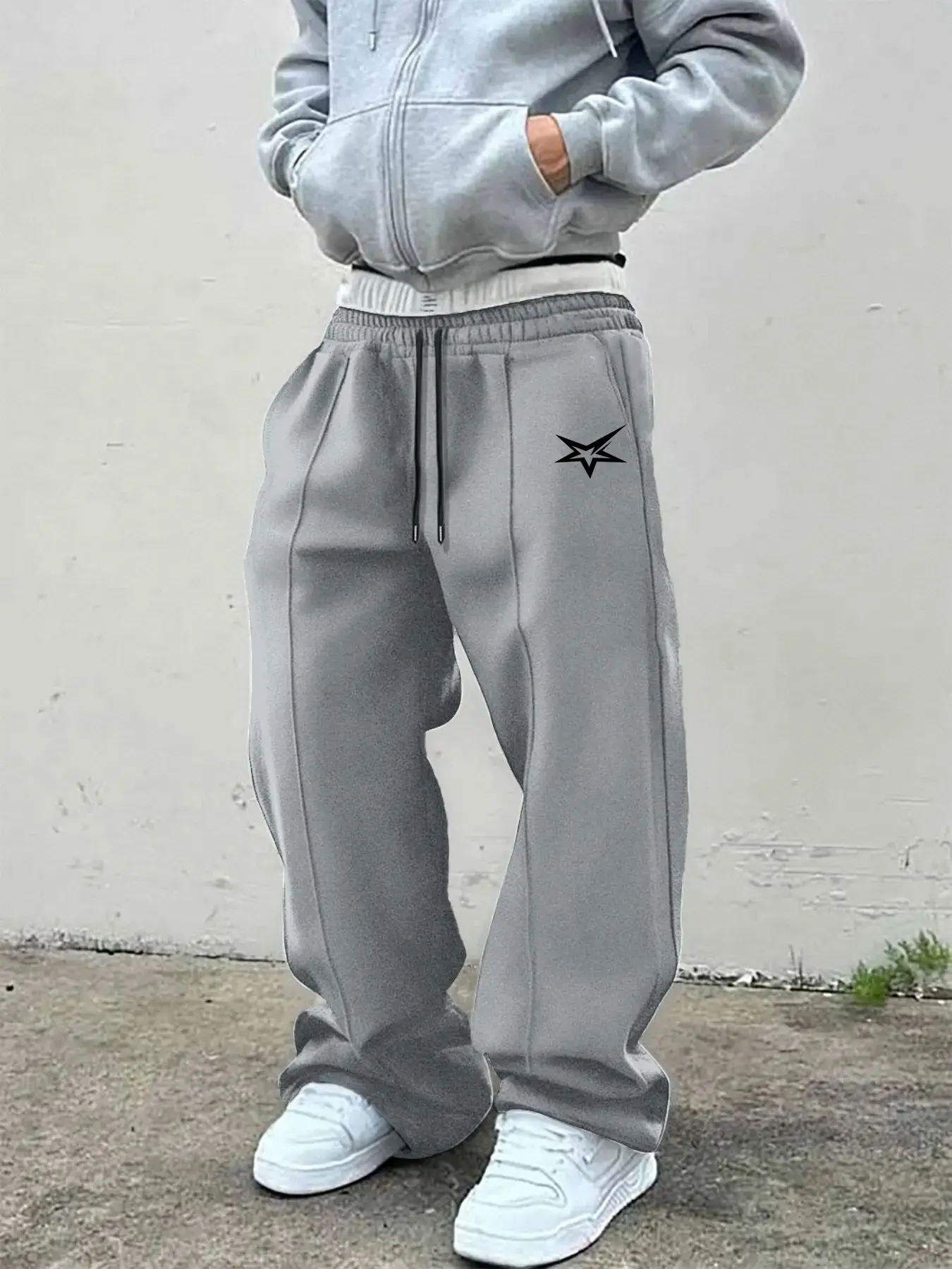Men's Streetwear Jogger Pants, Loose Fit Casual Sportswear, Drawstring High Waist Design, Star Print Versatile Multi-Color, Comfortable Warm Daily Wear