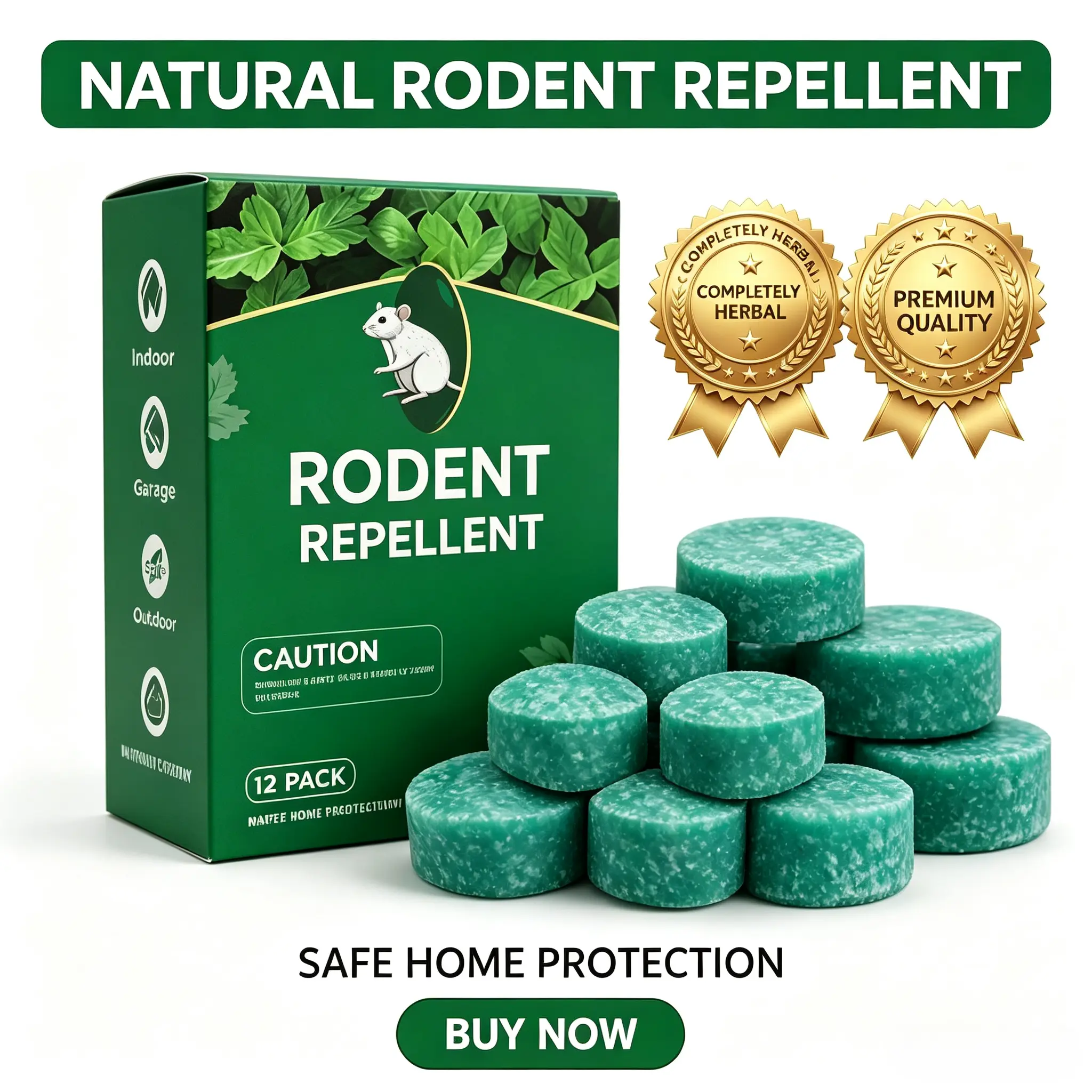 Compact Rat & Mouse Rodent Repellent (Pack of 12), Plant-Based Formula, 24h Odor Barrier, 30–60 Days Long-Lasting, Safe for Home, Children & Pets, Indoor & Outdoor Use