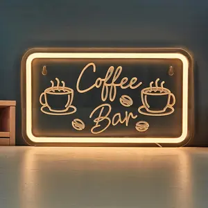 Coffee Bar Neon Sign, USB Powered Neon Sign without Hook, Led Neon Lights, Decorative Light for Home Kitchen Coffee Shop Bar, Party Decoration Supplies