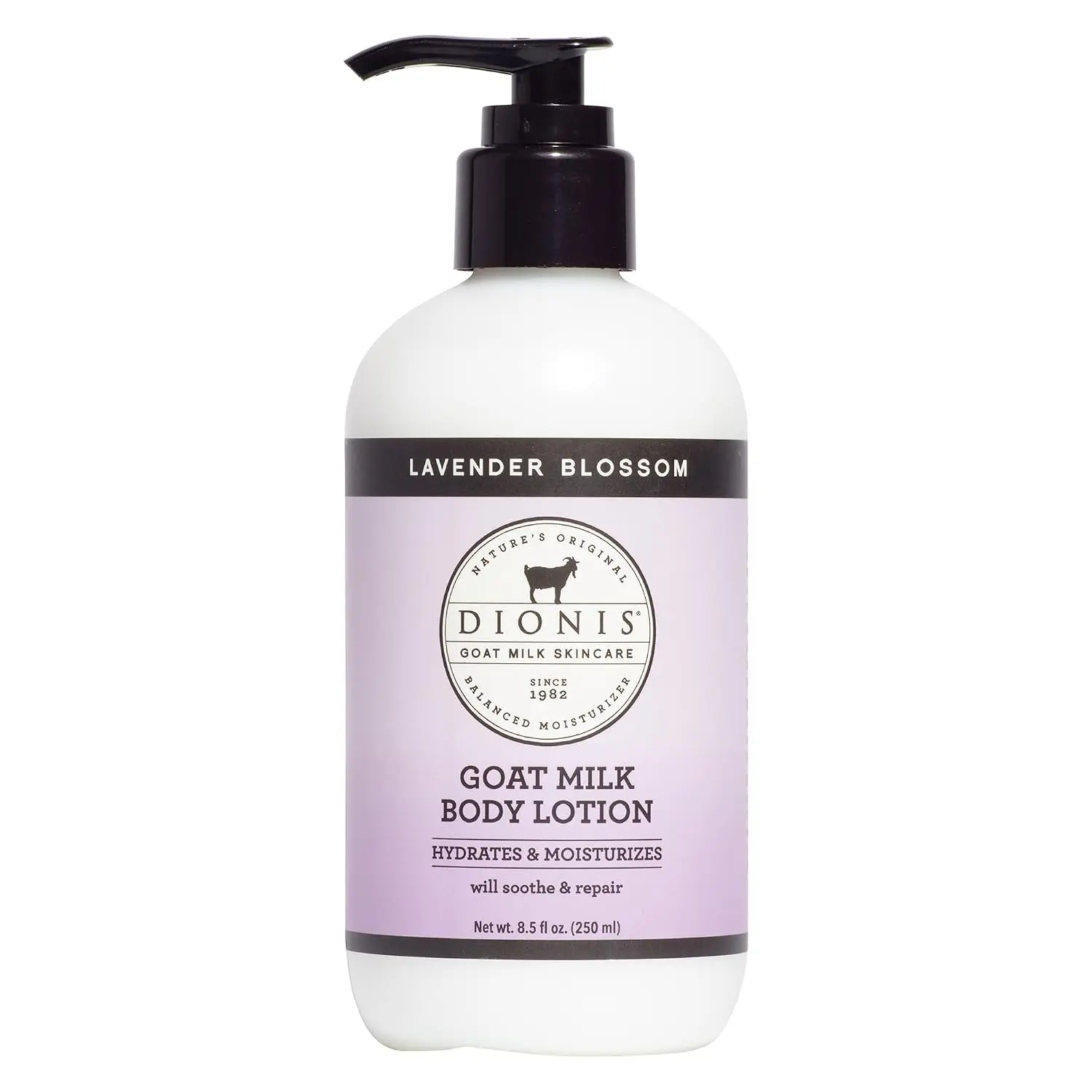 Dionis Goat Milk Lotion for Dry Skin, Lavender Blossom, 8.5 oz Pump | Moisturizing Body Lotion for Dry Skin - Sensitive Skin Safe - Lightweight Non-Greasy Formula - Lotion Pump
