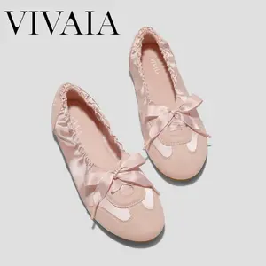 VIVAIA Women’s Round-Toe Satin Ballet Sneakerina Sneakers, Elastic No-Rub Back & Anti-Slip Heel, Durable Grippy Outsole & Suede-Like Insole for All-Day Comfort (YANKA) SpringStatements, SpringFresh