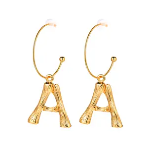 Custom4U A Initial Letter Bamboo Shape Unisex Earrings Clothing Decor OOTD Gift for Women Men