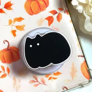 Spooky Black Cat Silhouette Phone Grip, Abstract Kitten Acrylic Phone Stand, Fun Birthday Gift Idea For Dark Aesthetic Lovers