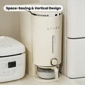 UFORU insect-proof airtight Rice Dispenser with Measuring Cups - Moisture-Resistant Plastic, Airtight Grain Storage Container for Soybeans, Corn & Cereals,pet food,cat food,dog food,suitable for kitchen and food storage room