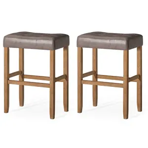 Carte: A La Carte Home Harper Bar Stool Weathered Oak Wood w/ Grey Vegan Leather, Set of 2