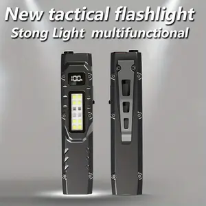 9 Modes 1000 Lumens Tactical Flashlight – Ultra Slim Mini LED High Lumen Flashlight with Digital Battery Percentage Display, 3 Light Sources and Hanging Buckle Design. Compact and Portable, Suitable for Outdoor Camping, Multifunctional Flashlight