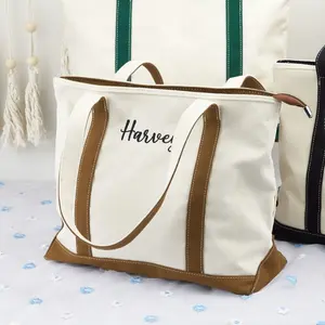 Personalized Tote Bags - Custom Embroidered Name Bag - 100% Organic Cotton Canvas - Machine Washable - School & Beach Tote - Bridesmaid Gift