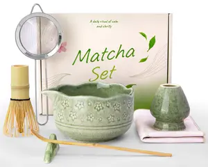 Matcha Whisk Set, 7-piece Matcha Set, Matcha Tool Set for Tea Ceremony, Traditional Tea Set, suitable for making breakfast/lattes, Matcha whisk set includes a tea bowl, bamboo whisk, and whisk holder, a perfect gift for family and friends.