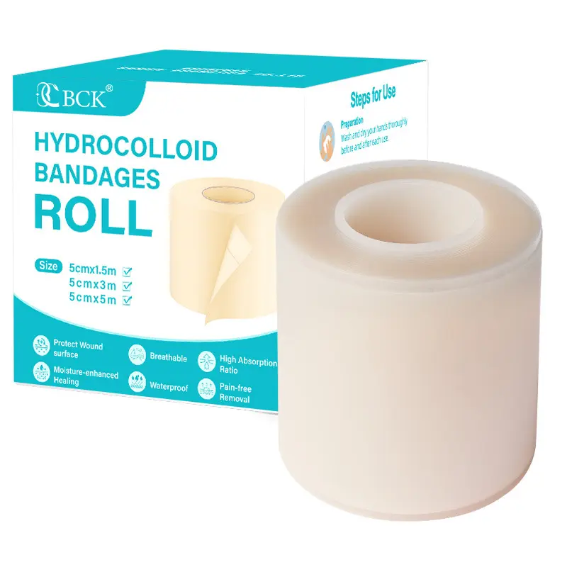 Large Medical-Grade Hydrocolloid Bandage Roll for Wound Care, Hydrocolloid Bandages with Flexible & Ultra Absorbent, Waterproof and Self-Adhesive Hydrocolloid Patch Tape for Face, Perfect for Acne, Pimple Care, Burns, Blisters, and First Aid Kits