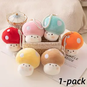 Cute Cartoon Mushroom Shaped Plush Pendants Soft Huggable Stuffed Mushroom Toys for Bag Charms Soft Adorable Stuffed Soft Cuddly Gift