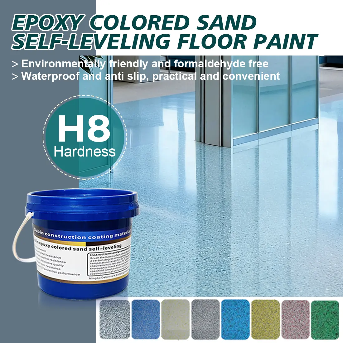 Glossy Epoxy Concrete Floor Paint, Practical Waterproof Home Flooring Solution with Complete Epoxy Sand Tool Kit, Multiple Sizes & Colors, Concrete Paint, Translucent, 26-70 Square Feet