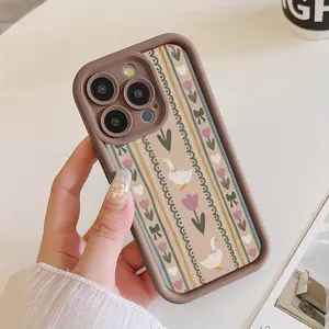 Flower goose Pattern Case for iPhone 17 Pro Max 16 16e 15 14 Plus 13 12 Mini 11 Air X XS Pattern Soft TPU Rubber Camera Protection Rugged Mobile Phone Cover Valentine's Day  Gift 2D printing
