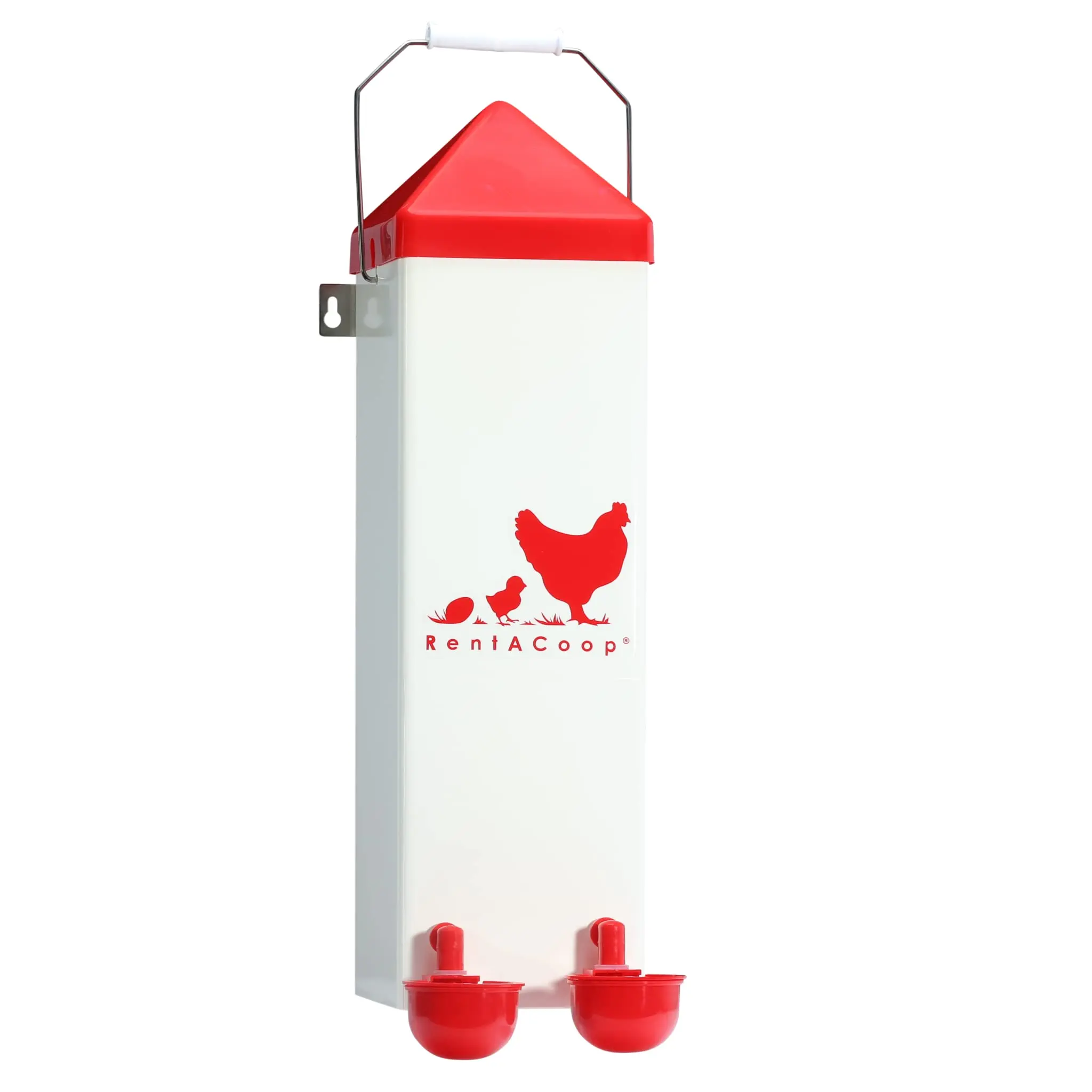 RentACoop 2 Gal Highrise Chicken Waterer with Auto-Fill Cups and Horizontal Nipples