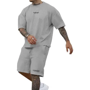 Ryehack Men's 2 Piece Outfits Short Sleeve Crew Neck Summer T Shirt and Drawstring Casual Track Shorts Sportswear Sets