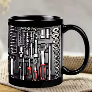 Heavy-Duty Mechanic Mug, 11oz Ceramic Coffee Cup with Automotive Tool Design, Garage Decor, Ideal Gift for Mechanics & Car Enthusiasts, Ceramic Printed Drinkware