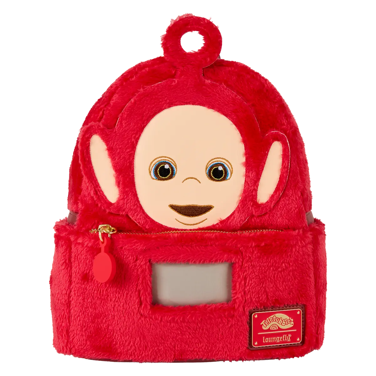 Loungefly Teletubbies Po Stylish Cosplay Plush Faux Fur Mini Backpack with Light-Up Tummy Screen and Embroidered Details, Stylish Daypack, Cute Backpacks