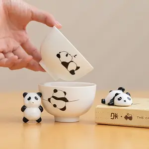 A101 Elegant New Panda Design White Porcelain Ceramic Kung Fu Tea Cup for Home Use