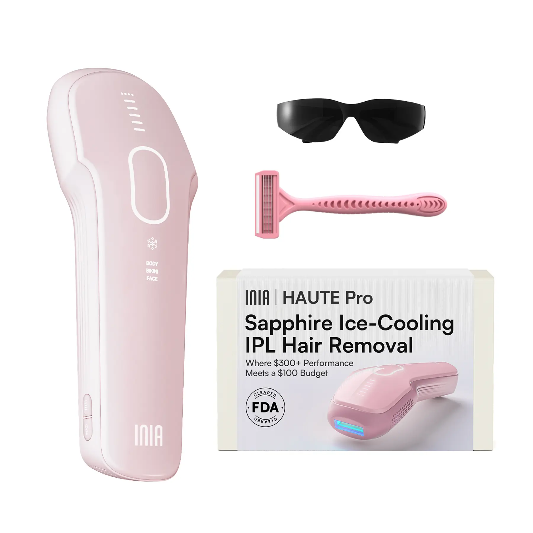 INIA HAUTE Pro Sapphire Ice-Cooling IPL Hair Remover - FDA Cleared, Max Energy, Painless Body Hair Removal Device for Women, Bikini Line Care & Full Body Use, 2-Year Warranty, Summer Beauty Gift Idea,back to school,back to school haul