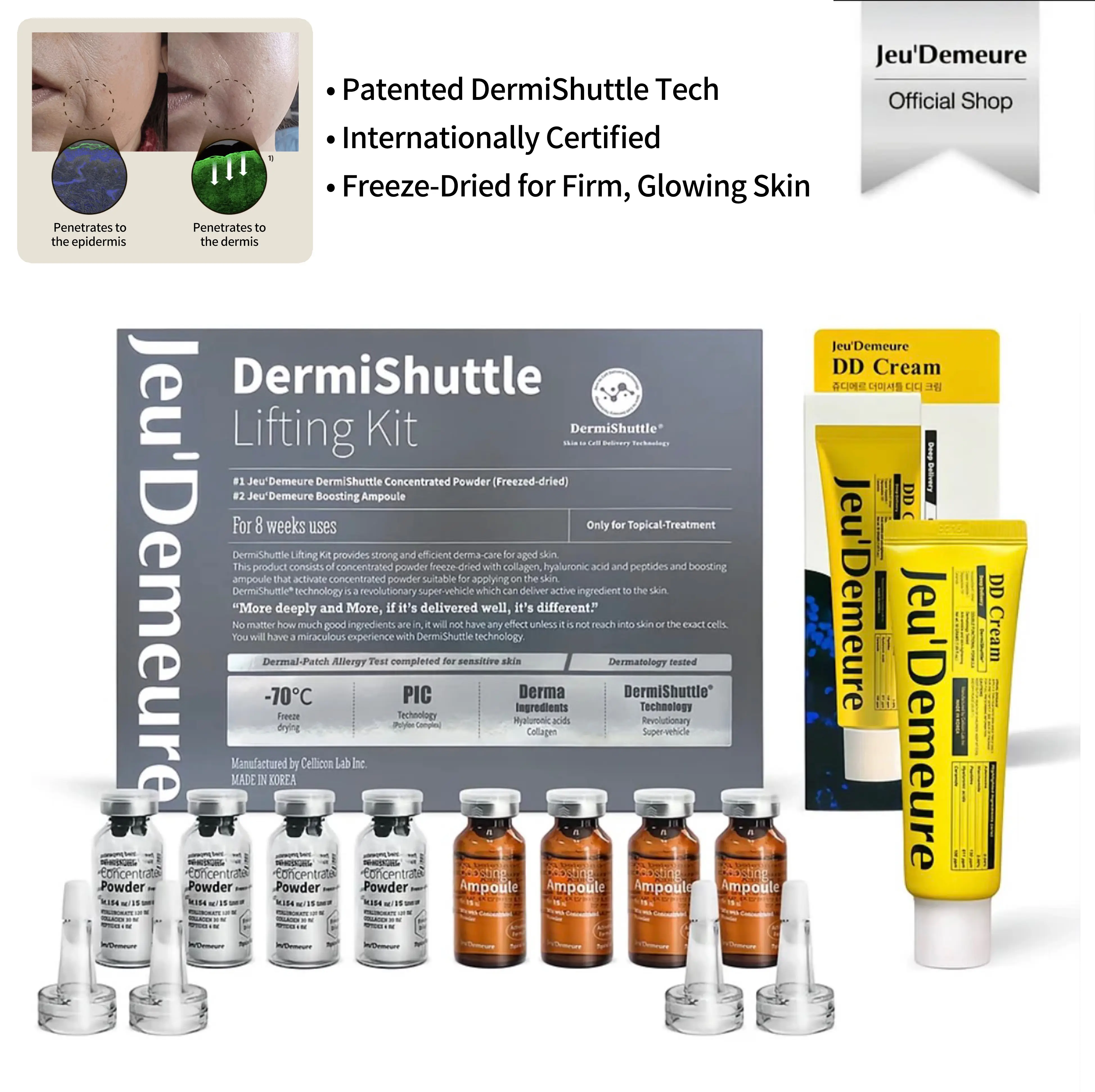 [JEU'DEMEURE] AgeBack Face Lift Kit by Dermishuttle, Wrinkle Reduction, Anti-Aging & Deep Moisture, Free-dried Collagen, Peptide, Hyaluronic Acid Serum, Instant Face Lift Korean skin care home care set backtoschool