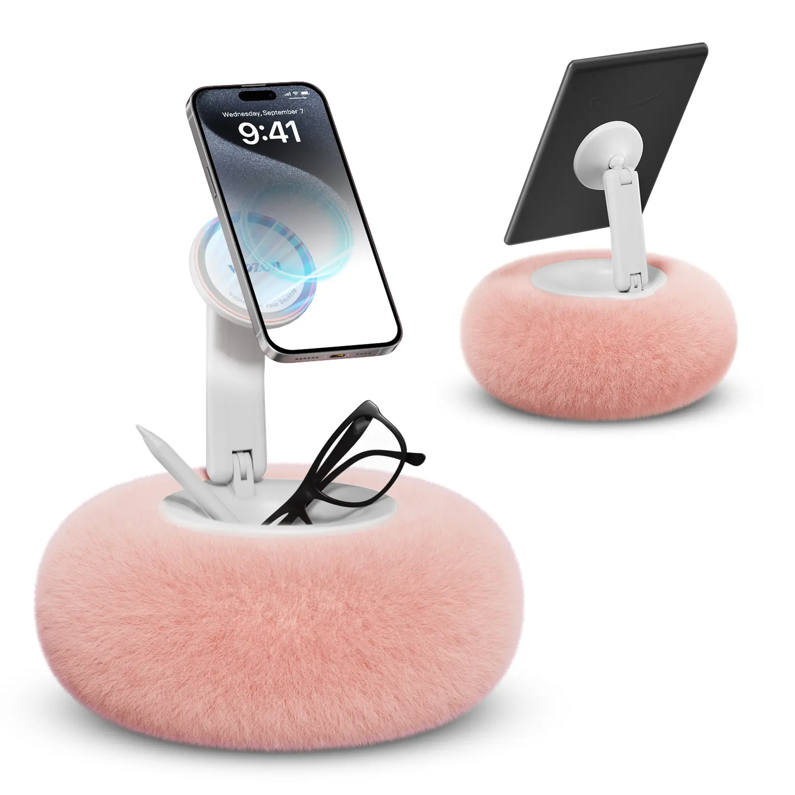Viozon Magnetic Phone Holder for Bed, Compatible with 4-7” Cell Phone/Kindle, Small Storage Space, Removable Suction Base for Stability, Perfect for Kindle Reading & Video Watching in Bed, Ideal Gift, pillow stand
