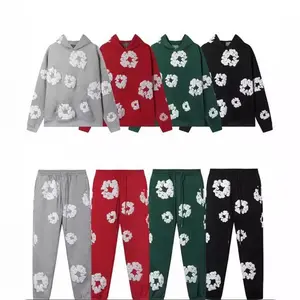 American Street Trend Hip Hop Hooded Sweater Set Men's All-Matching Hoodie Sweatpants Suit Menswear Clothes Long Sleeve Green