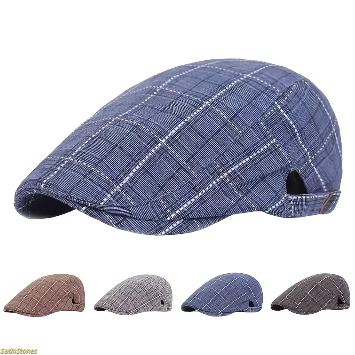 2026 Hot Selling Beret - Unisex Spring/Autumn Retro Plaid Baseball Cap Painter Hat - Sunshade Hat for Middle-Aged and Elderly, Travel Hat