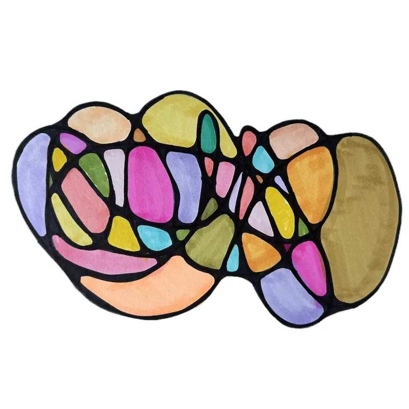 Bright Modern Abstract Art original drawing - Colorful Abstract Art for Home Decor