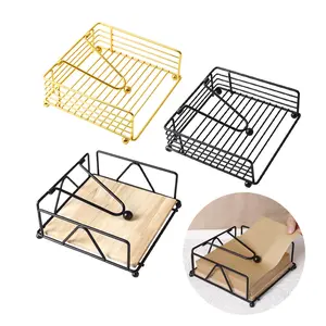 Elegant Napkin Holder with Dispenser Arm, Modern Design Metal Basket, Suitable for Tables Kitchen Countertops Outdoor Dining