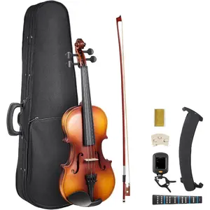 VEVOR Violin 4/4 Full Size for Adults, Violin Fiddle Set for Beginners with Hard Case, Rosin, Bow, Shoulder Rest, Bridge, Tuner and Extra Strings, Professional Musical Instruments for StudentVEVOR Super Brand Day