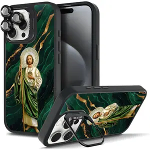 Religious Art God Bless The Virgin Mary Dollar Pattern Phone Case For iphone 16 15 14 13 12 11 PRO PLUS MAX COOL Fashionable Tough Magnetic Durable Metal lens frame Film Bracket Stand Gift Full Protection Camera Holder Phone Cases Cover 274