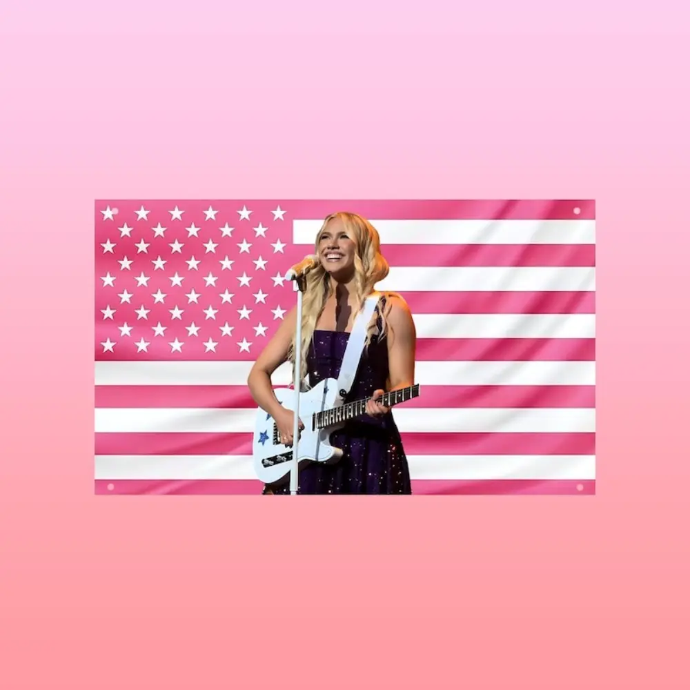 2D Flat Surface - 2D Flat Surface - 1 piece 2D flat surface print 2D flat surface, Freya Skye pink American flag tapestry – Stars align tour wall art |   Folk Singer Flag |   Music fan room decoration |   Concert Aesthetic Banner