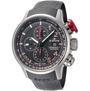 Edox Men's Chronorally 45mm Automatic Chronograph Watch, Water Resistant Wristwatch, 01129-TRCA-NCAR