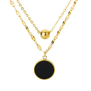 Fashionable Double Layer Titanium Steel Neckchain Necklace for Casual Wear