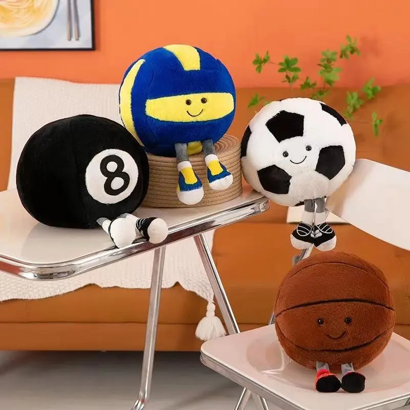 Sports Ball Design Plush Toy, 1 Count Soft Football/ Basketball, Volleyball, Stuffed Plush Toy for Boys and Girls, Soft Adorable Stuffed Huggable Collectible, Soft Cuddly Gift