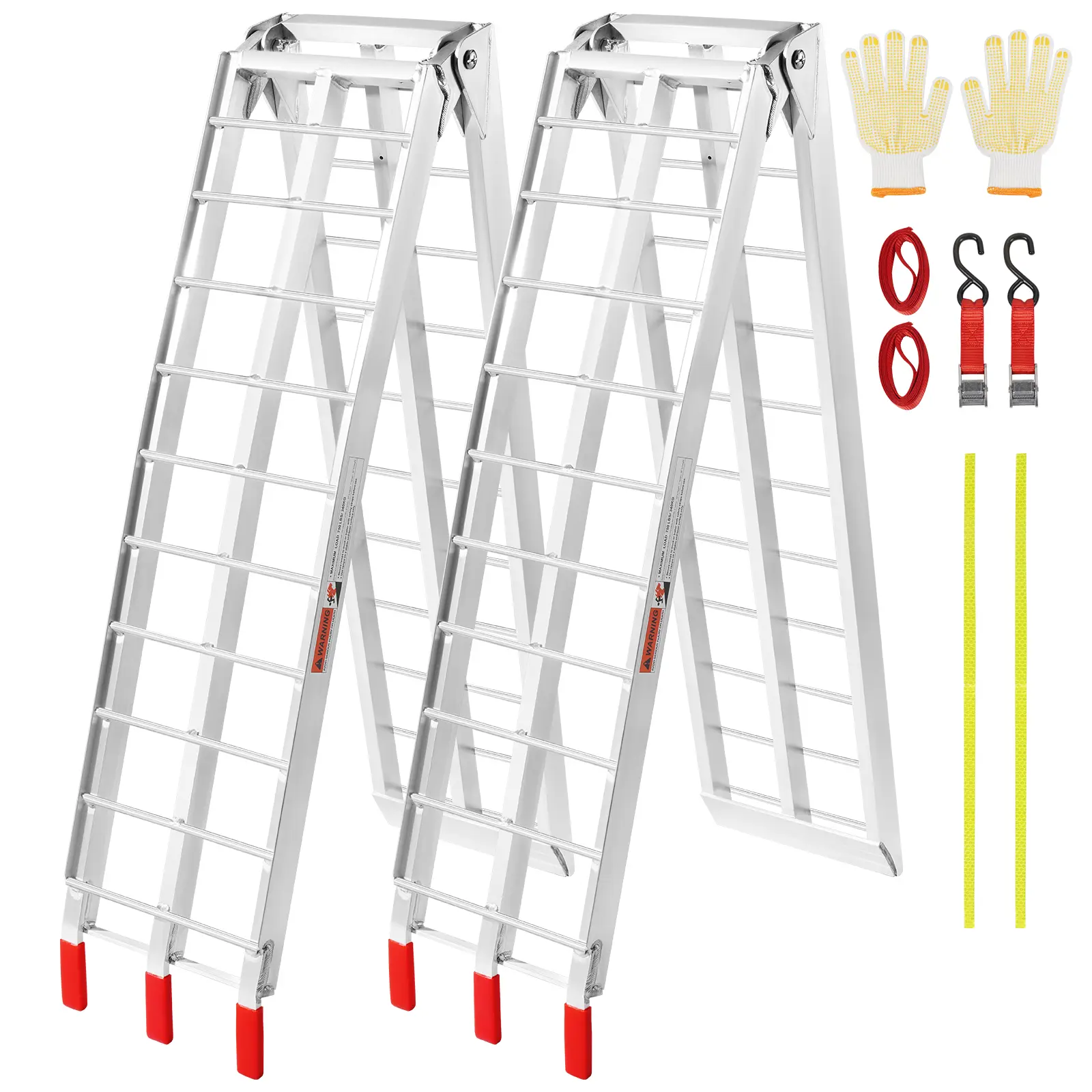 【Summerfinds】VEVOR Aluminum Ramps 1500 lbs Folding Loading Ramps for Pickup Trucks BedTrailers Ramp with Load Straps for Dirt BikeUTVATVTrucksLawn MowersSnowblowerCargo Trailer89"L x 12"W2 Pcs