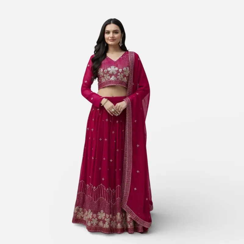 Georgette Lehnga Light Weight Comfortable Perfect for Any Occasions with Embroidered Details and Matching Dupatta