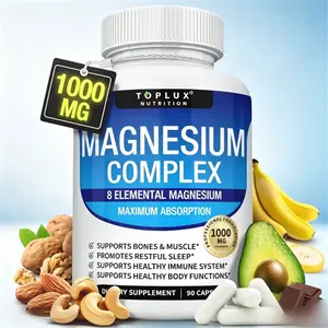 Magnesium Complex Supplement 8 Forms 1000mg Glycinate Citrate Malate Taurate High Absorption Support Bone Muscle Health 90 Capsules Natural Dietary Supplement for Immune & Body Wellness