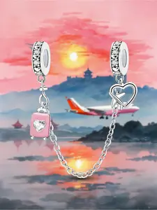 1Pc New Design Luggage Airplane Safety Chain Beaded Charm DIY Jewelry Making Kit for Bracelet Creative Craft Materials Holiday Gift Pendant Women Birthday Gift Daily Wear Accessories Bracelet With Charms Beaded Bracelets