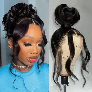 360 Lace Front Wigs Human Hair Invisi Strap Body Wave HD Lace Front Wigs Human Hair Pre Plucked Drawstring 360 Frontal Glueless Wigs for Women 180 Density Full Lace Wig
