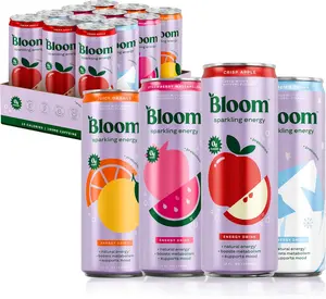 Bloom Nutrition Sparkling Energy Drink - Apple Crisp / Glacier Crush Variety Pack - Natural Caffeine, Zero Sugar, 180mg Caffeine - Antioxidant-Rich with Green Coffee Bean, Green Tea Extract, Prebiotics - 12oz 12 Pack