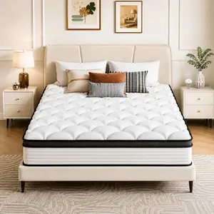 Memory Foam Hybrid Mattress in a Box, 5-Layer Soft Memory Foam with Individually Wrapped Coils, 10/12/14-Inch Queen Size, Back Pain Relief, Under 60-Second Easy Setup, Multi-Size Options (Twin/Full/King), Queen Size Mattress, Mattress Queen Size