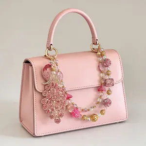 Glitter Peacock Phone Charm Waterproof Durable Dual Use Sparkly Aesthetic Phone Strap Easy to Attach Fits All Phone Cases