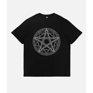 Unisex Pentagram Magic Circle Line Art T-Shirt Occult Gothic Witchcraft Graphic Tee