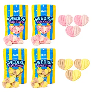Swedish Style Gummy Candy 4 Pack 8oz Soft Chewy Banana Toffee Strawberry Vanilla Candy Snack for Home Travel Sharing