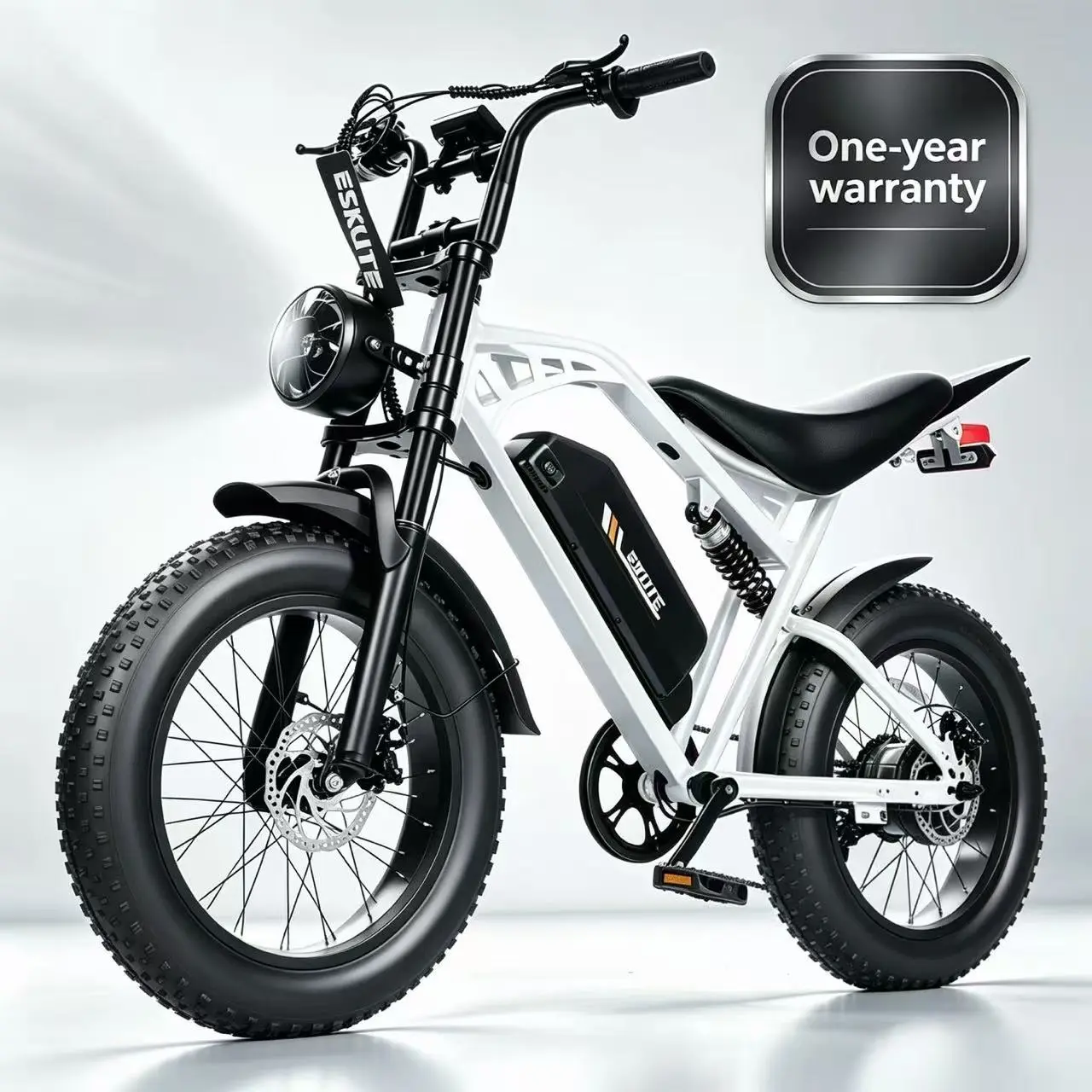 ESKUTE V200 Adult Fat Tire Electric Bike - 20"x4.0 All-Terrain Ebike with 52V 20.8Ah Battery, 80 Mi Max Range, 30-32MPH Speed, NFC Smart Unlock, Color Display, 7-Speed, Dual Suspension, Extended Bike Seat