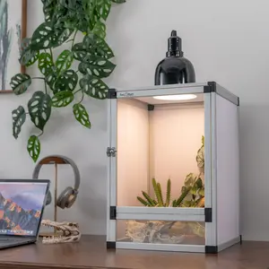 Toxirium 18" x 18" x 36" Small Reptile Cage, Rainforest Habitat with Screen and Acrylic Door, Ventilated Terrarium for Lizards, Frogs, Snakes, Easy Assembly