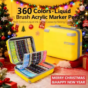 360 Color Acrylic Paint Soft Tip Marker Set, Acrylic Marker Pen, Waterproof Quick Dry Markers, Creative DIY Drawing Graffiti Stickers Poster, Art Design Gift Stationery