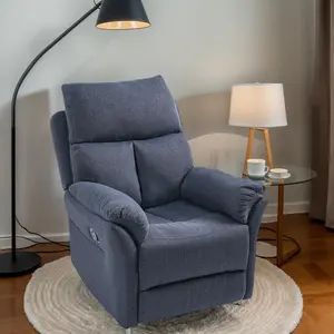 Swivel Rocker Recliner Rocking Chair Nursery, Manual Glider Rocking Chair for Adults, Modern Fabric Recliners, 360° Swivel Lazy Boy Recliner Chairs for Living Room