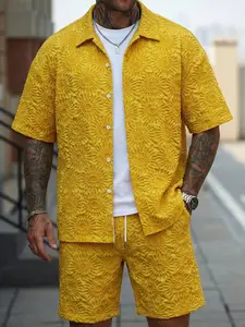 Men's Summer Casual Shirt, Sunflower Texture, Short Sleeve, Button Front, Casual Buttons Collared, Perfect for Music Festivals, Beach, Daily Wear, Gift Idea